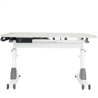 Kid's Ergonomic Sit to Stand Desk with USB Port in Maple/White