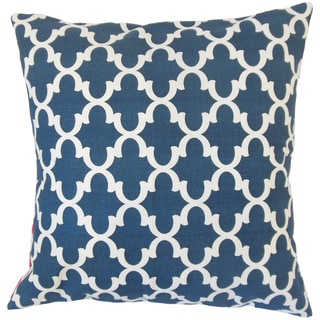 Benoite Navy Geometric 18-inch Feather and Down Filled Throw Pillow