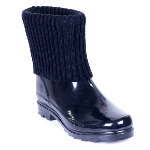 Women's Short Ankle Rubber Black Knit Sock Cuff Rain Boots