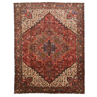 Hand-knotted Wool Rust Traditional Oriental Heriz Rug (9'10 x 12'11)
