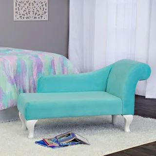 HomePop Juvenile Chaise Lounge in Aqua Turquoise Velvet