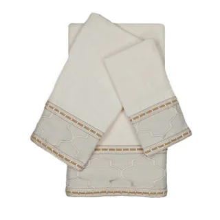 Austin Horn En'Vogue Stanton Ribbon Ecru 3-piece Decorative Embellished Towel Set