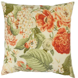 Xaviera Orange Floral 18-inch Feather and Down Filled Throw Pillow
