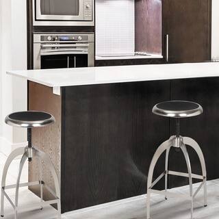 Adeco Industrial Style Stainless Steel Round Top Barstools