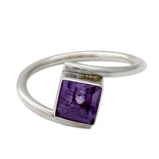 Handcrafted Sterling Silver 'Traveler' Amethyst Ring (India)