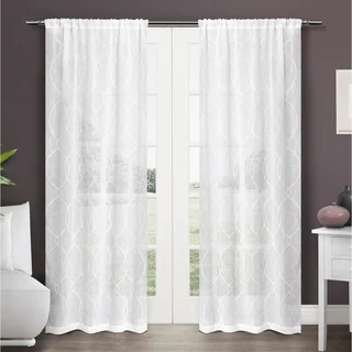 ATI Home Zurich Embroidered Semi-sheer Rod Pocket Curtain Panel Pair