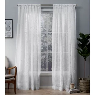 ATI Home Cali Embroidered Semi-Sheer Rod Pocket 84-inch Curtain Panel Pair