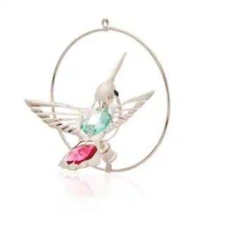 Matashi Silverplated Genuine Crystals Beautiful Colorful Humming Bird Ornament