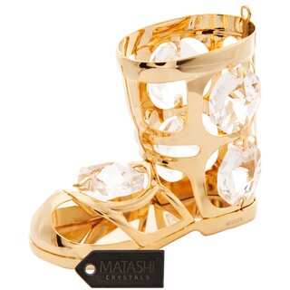 Matashi 24k Goldplated Genuine Crystals Snow Boot Ornament
