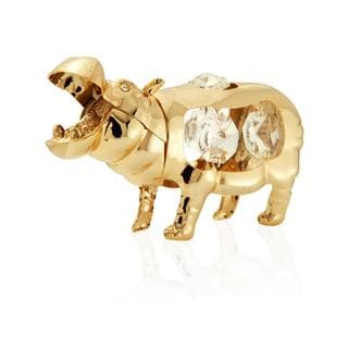 Matashi 24k Goldplated Genuine Crystals Highly Polished Hippo with Open Mouth Ornament