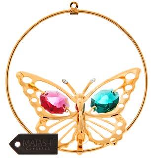 Matashi 24k Goldplated Genuine Crystals Butterfly Ornament