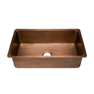 Sinkology David Undermount Handmade Copper Sink 31.25-inch Luxury Single Bowl Kitchen Sink in Antique Copper