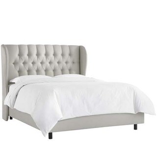 Skyline Furniture Tufted Wingback Bed in Shantung Silver