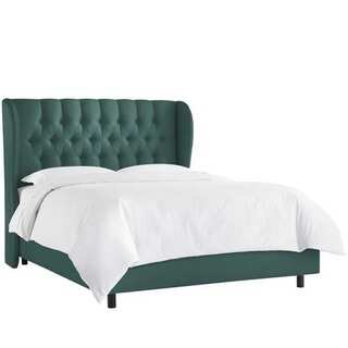 Skyline Furniture Tufted Wingback Shantung Peacock Bed