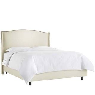 Skyline Furniture Nail Button Wingback Bed in Shantung Pearl