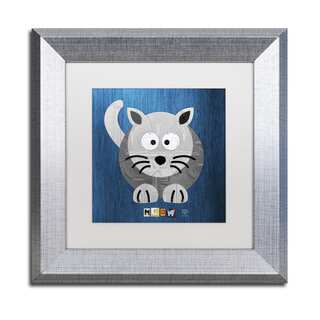 Design Turnpike 'Meow The Cat' White Matte, Silver Framed Canvas Wall Art