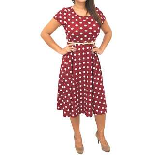 Women's Short Sleeve Red/ White Polka Dots Dress