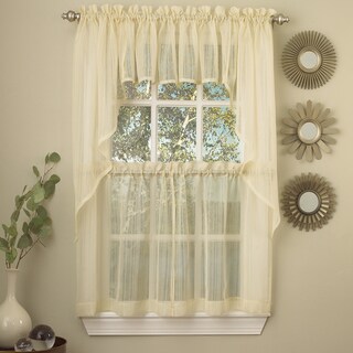 Yellow Micro Striped Semi Sheer Window Curtain Pieces - Tiers, Valance and Swag Options