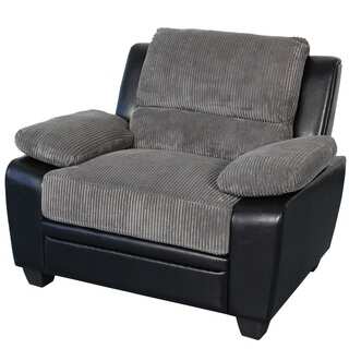Sitswell Harvey Black and Grey Faux Leather and Corduroy Chair