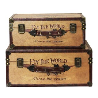 Handcrafted Vintage Decorative Wood Storage Boxes (Set of 2)