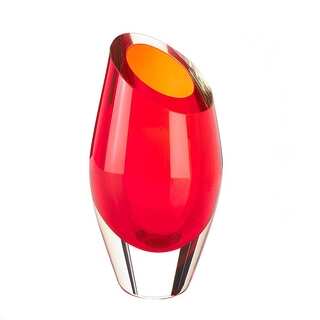 Angled Red Glass Vase