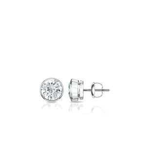 Auriya Platinum 1/4ct TDW Bezel Screw-Back Round Diamond Stud Earrings (J-K, SI2-SI3)
