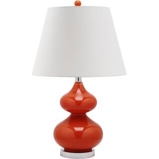Safavieh Lighting 24-inch Eva Blood Orange Double Gourd Glass Table Lamp