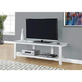 TV Stand-60 inches/White Metal With Frosted Tempered Glass
