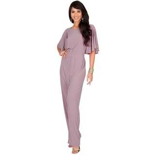 KOH KOH Women's Round Neck Batwing 3/4 Sleeve Cocktail Jumpsuit