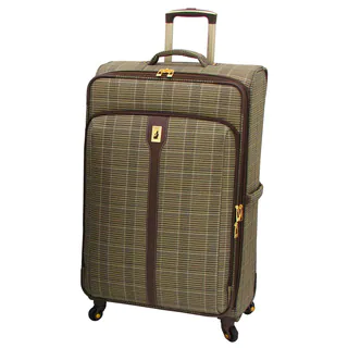 London Fog Westminster Camel Plaid 29-inch Expandable Spinner Upright Suitcase