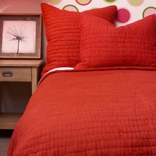 Basic Red Cotton 3-piece Quilt Set