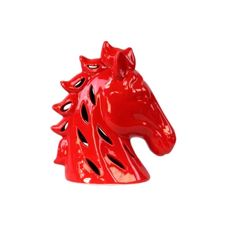 Ceramic Glossy Red Perforated Horse Head