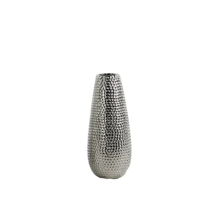 UTC21231: Ceramic Round Vase SM Dimpled Polished Chrome FInish Silver