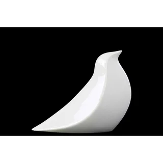 Ceramic Abstract Bird Sculpture - Gloss White