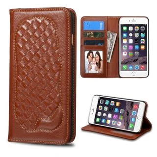 Insten Genuine leather Fabric Case Cover with Card Slot/ Photo Display For Apple iPhone 6 Plus/ 6s Plus