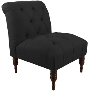 Skyline Furniture Tufted Chair in Linen Black