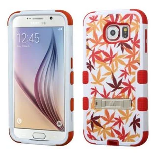 Insten Japanese Maple Leaves Tuff Hard PC/ Silicone Dual Layer Hybrid Case Cover with Stand For Samsung Galaxy S6