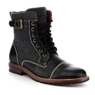 POLAR FOX MPX-808566 Men's Cap Toe Stitching Buckled Lace Up Combat Booties
