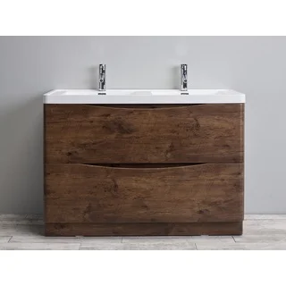 Eviva Smile 48-inch Rosewood Modern Bathroom Vanity Set with Integrated White Acrylic Double Sink