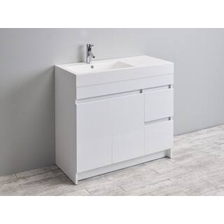 Eviva Beach 39-inch White Modern Bathroom Vanity Set with Integrated White Acrylic Sink