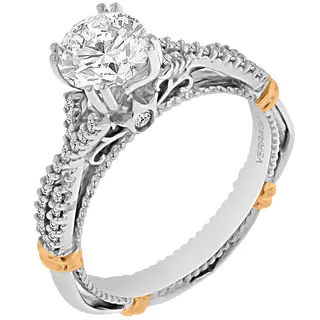 Verragio 14k Two-tone Gold Cubic Zirconia and 1/6ct TDW Diamond Engagement Ring (G-H, SI1-SI2)