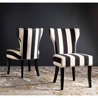 Safavieh En Vogue Dining Matty Black and White Striped Dining Chairs (Set of 2)