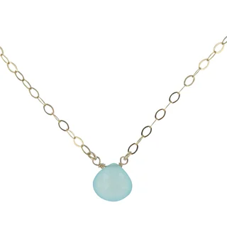Aqua Blue Chalcedony 14 Karat Gold Filled Handcrafted Necklace with 18 inch Chain by Ashanti