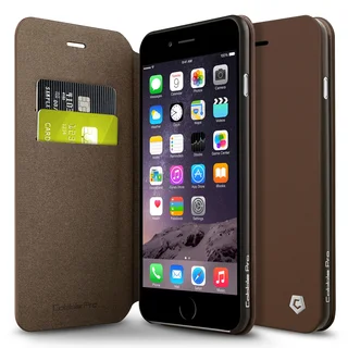 CobblePro Brown Leather Case with Stand/ Wallet Flap Pouch for Apple iPhone 6 Plus/ 6s Plus