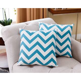 ABBYSON LIVING Jay Turquoise Chevron 18-inch Pillow (Set of 2)