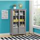 Ameriwood Home Aaron Lane Soft Grey Bookcase with Sliding Glass Doors - Thumbnail 0