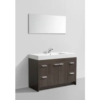 Eviva Lugano White Integrated Acrylic Sink Grey Oak Modern 48-inch Bathroom Vanity