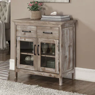 Rustic Style Wood Top 32.5-inch Storage Console with Glass Doors