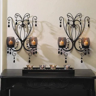 Romantic Elegant Glowing Candle Wall Sconces (Set of 2)