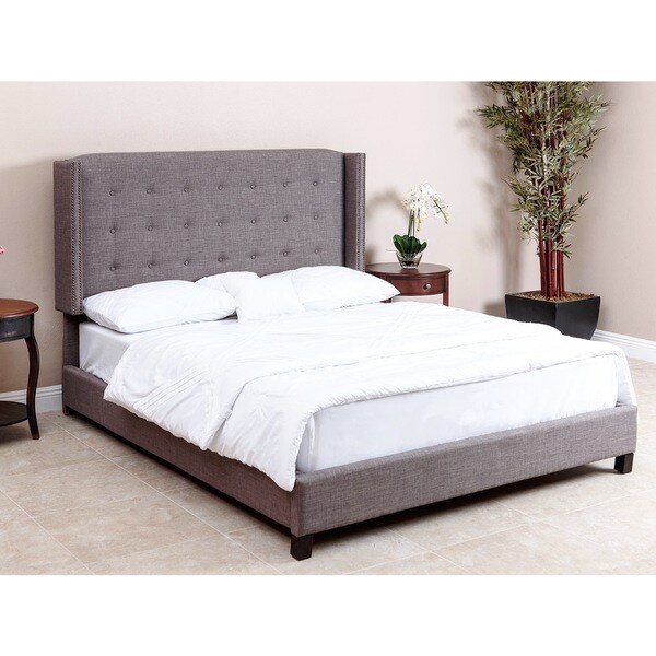 Abbyson Parker Tufted Grey Linen Queen Bed